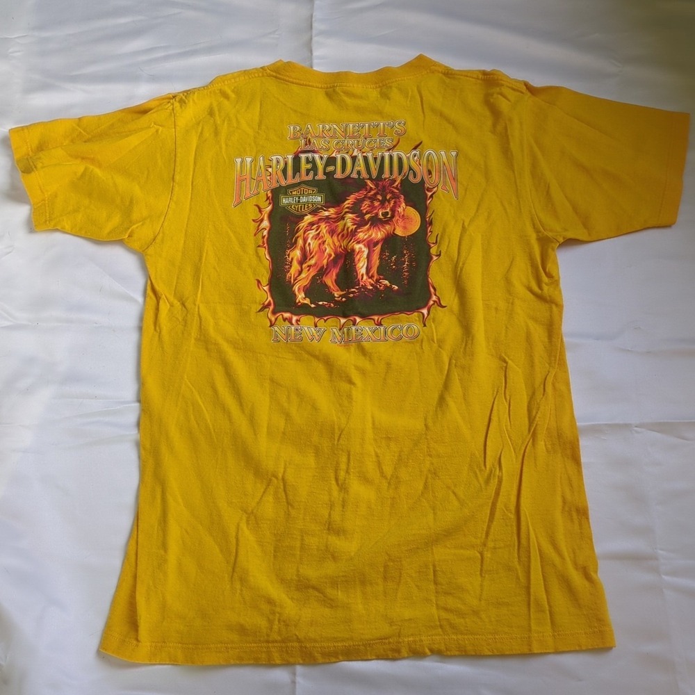 Vintage Harley Davidson 2005 Yellow Wolf Short Sleeve T-Shirt HD New Mexico L